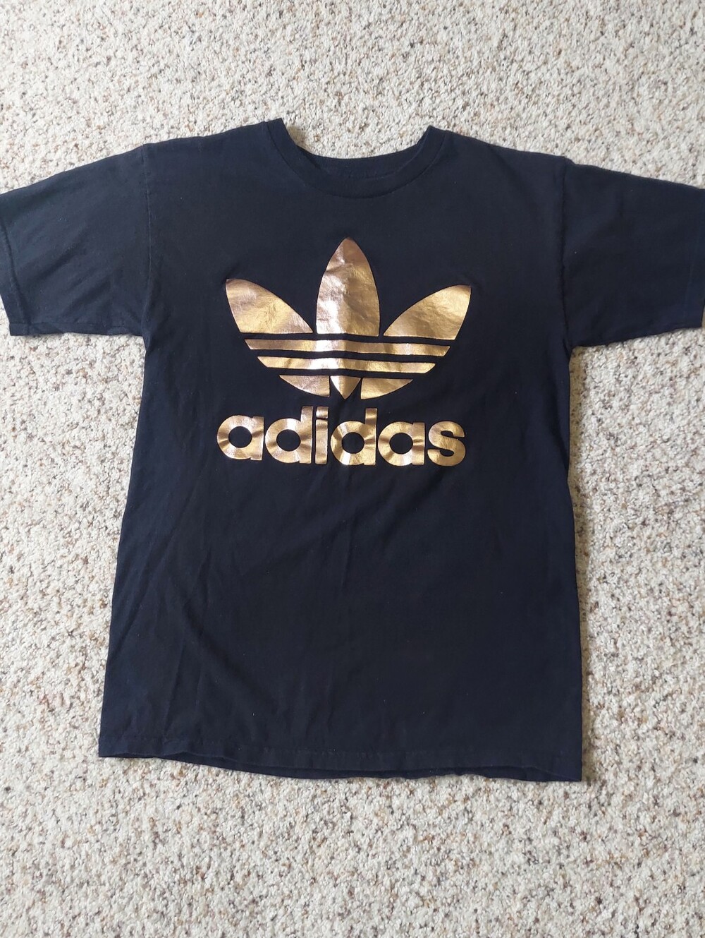 Adidas Rose Gold Iconic 70s Trefoil Logo Crew Neck Tshirt Womens Small